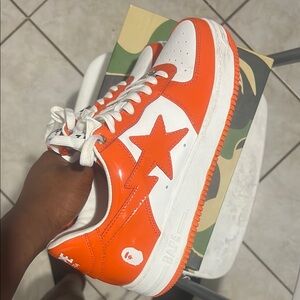 Orange and White BAPE Sneakers